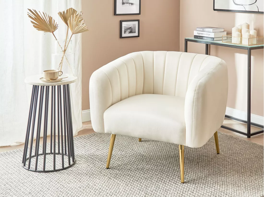Fauteuil LACONIA Velours Crème