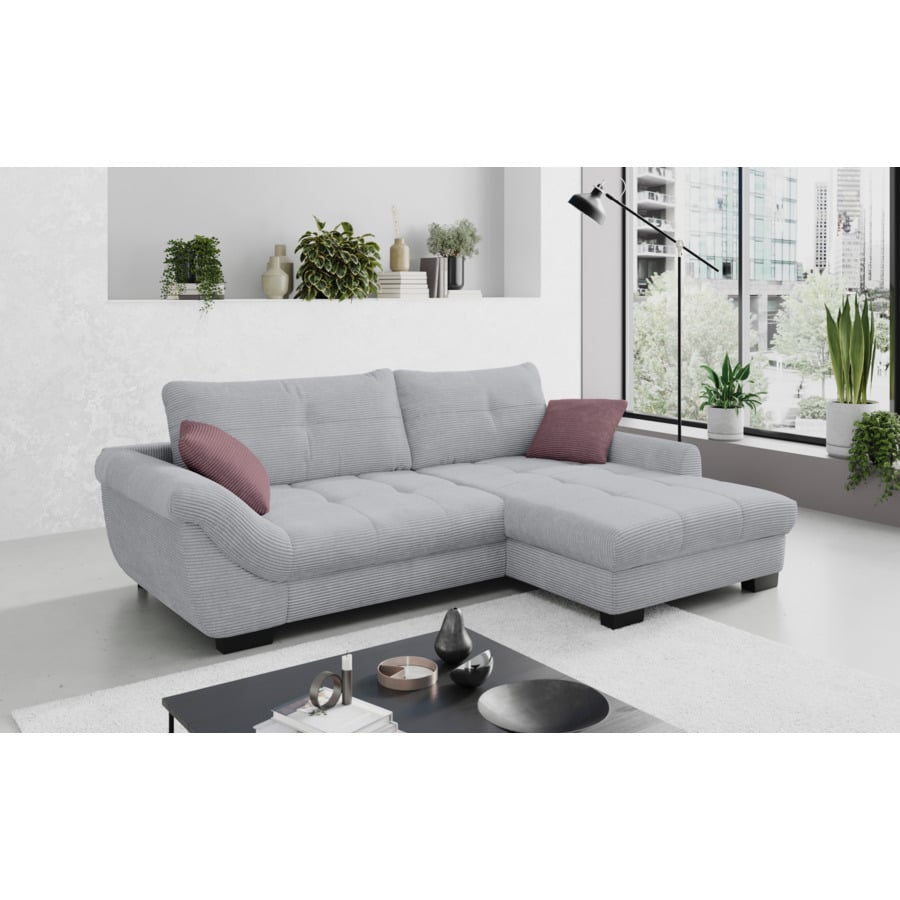 Ecksofa Desiree, Cordstoff flamingo, Recamière rechts