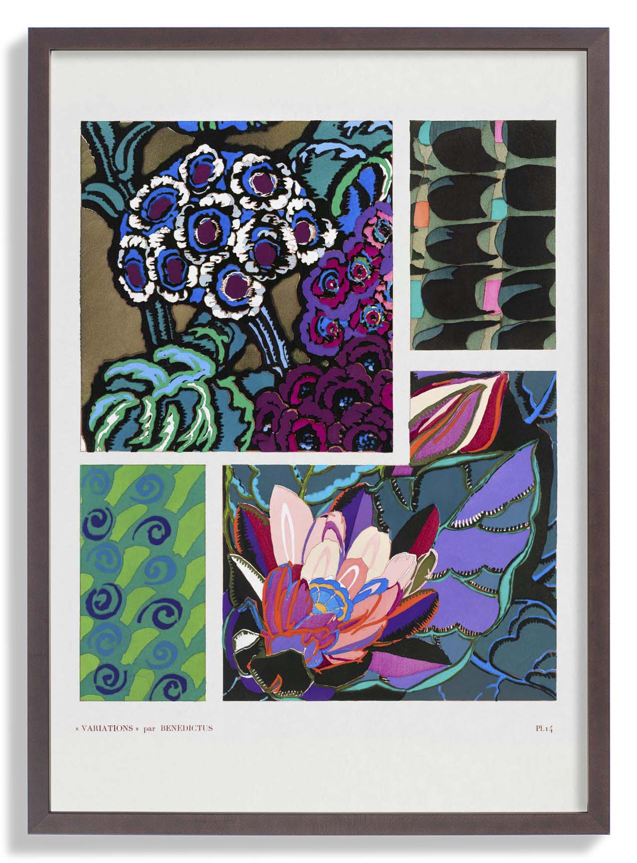 Vintage Florales Art-Déco-Muster, Variation 14 von Édouard Bénédictus
