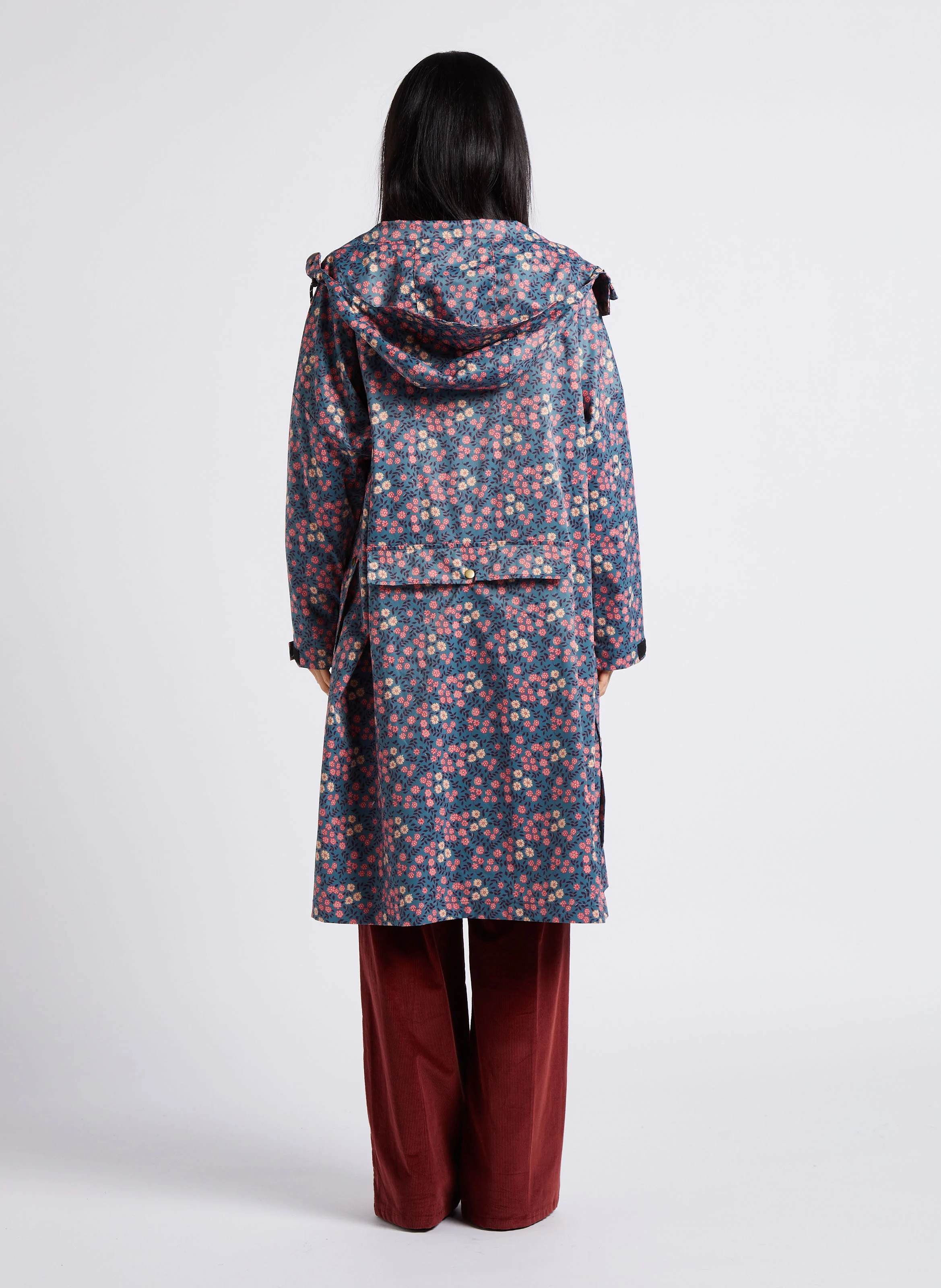 HYDRA - Imperméable à capuche à imprimé fleuri | Bleu