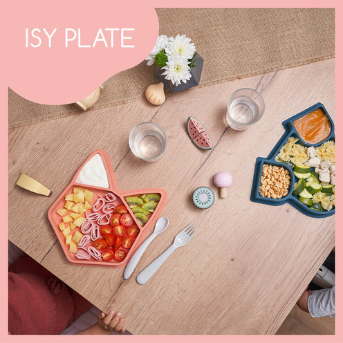 Assiette silicone compartimentée ISY PLATE renard terracotta - BABYMOOV