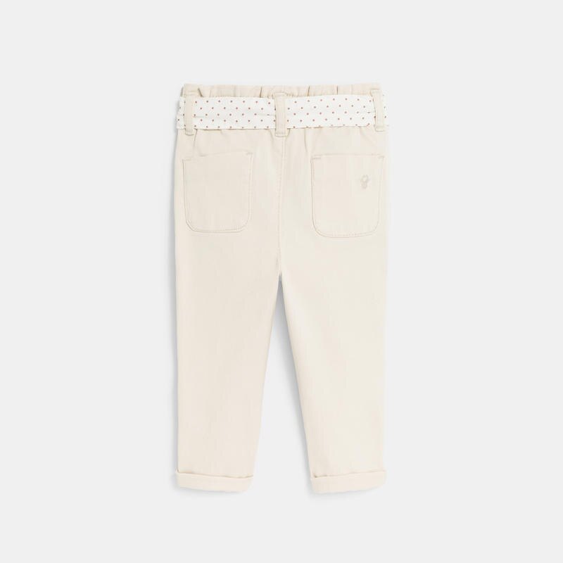 Pantalon taille haute beige bébé fille Blanc