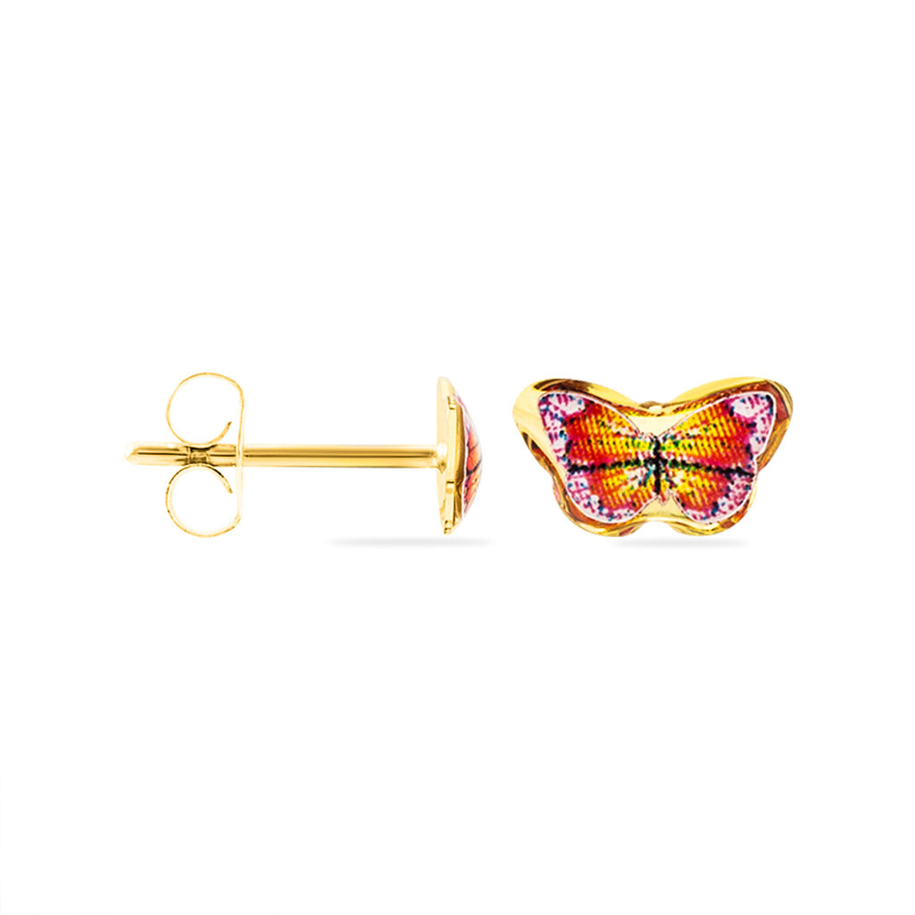 Boucles D'oreilles Puces Sulivia Papillon Or Jaune