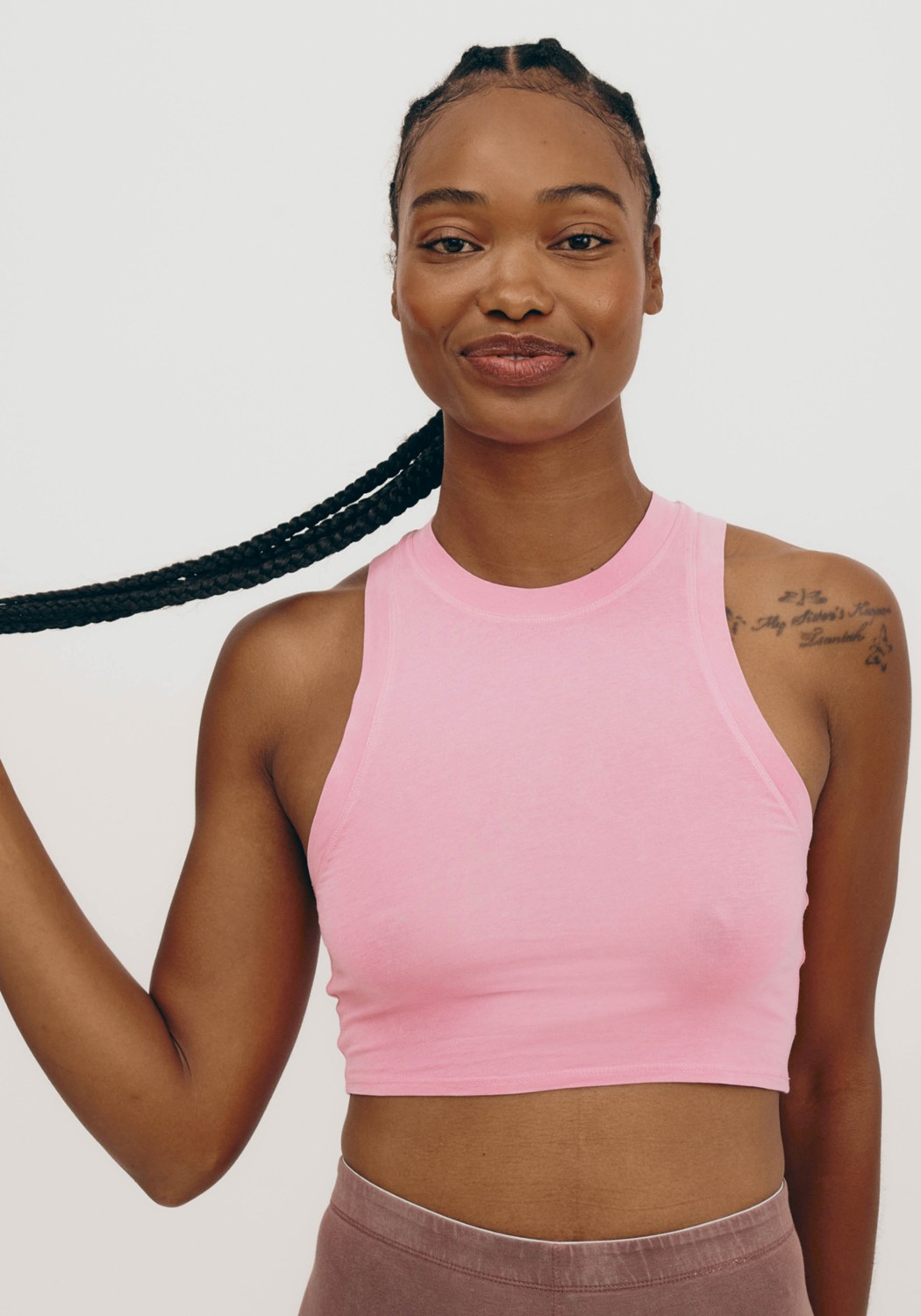 Organic Basics Crop Tank Top Core Muted Petal Pink