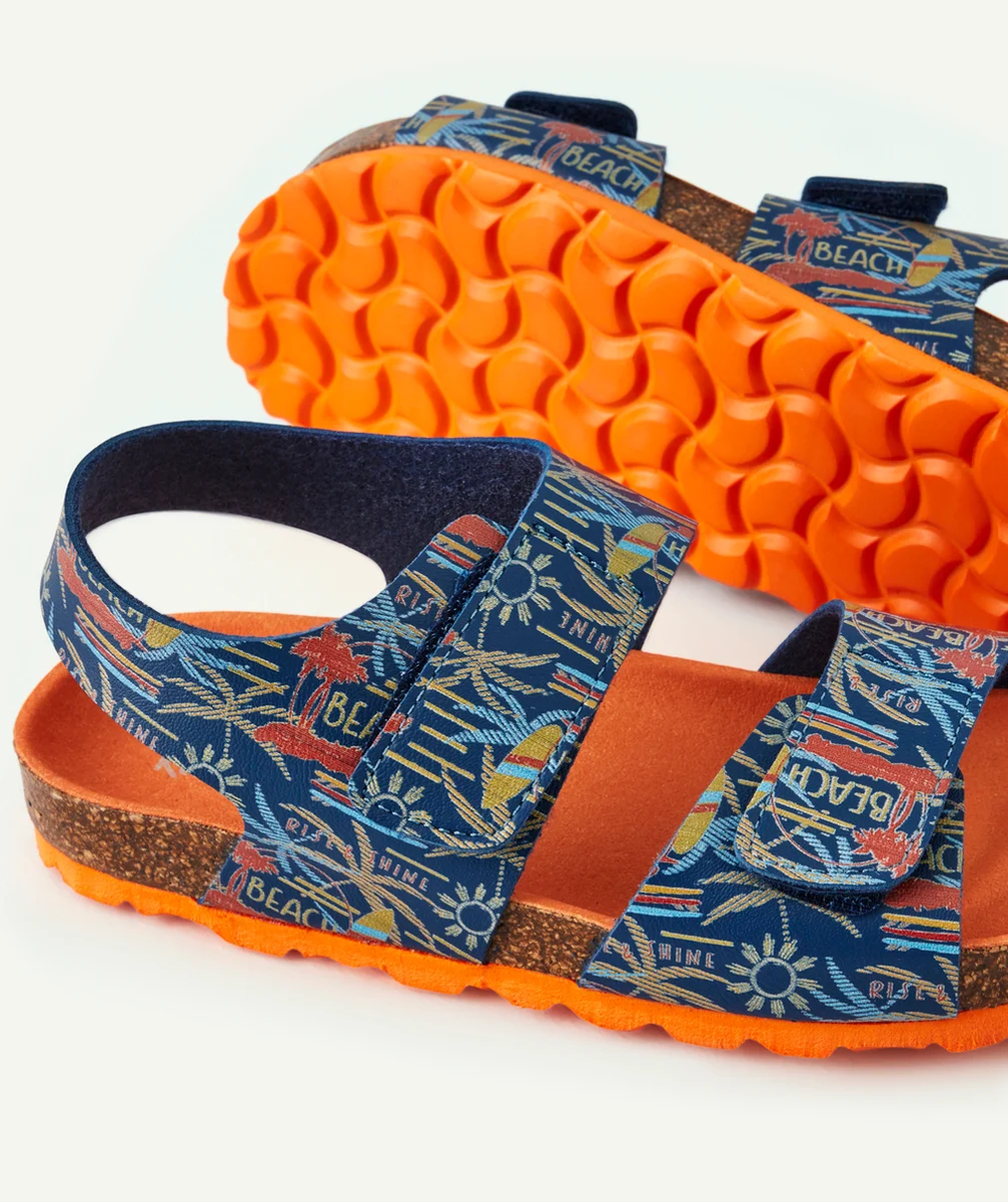 KICKERSSANDALES GARÇON SUMMERKRO MARINE STREET ET ORANGE AVEC SCRATCH