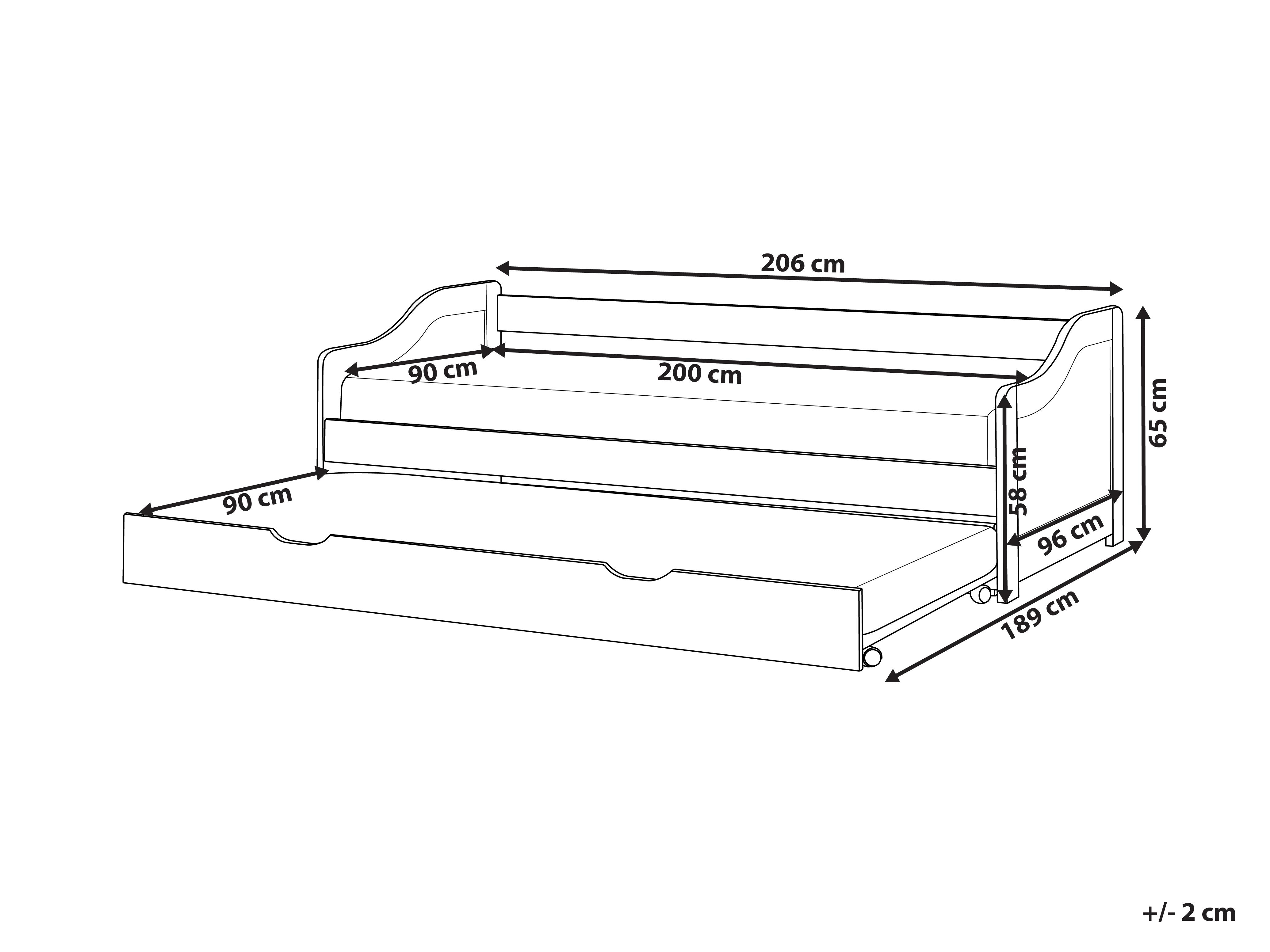 Onderschuifbed Dennenhout LUNERAY 90 x 200 cm Wit