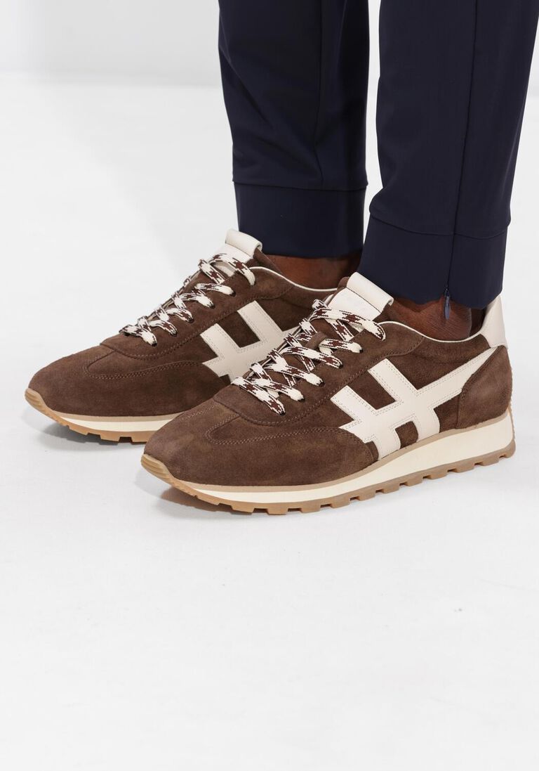 bruine hogan lage sneakers h701 allacciato h