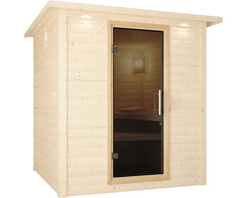 Karibu deurelement voor 38/40 mm sauna's met grafietkleurige volledig glazen deur