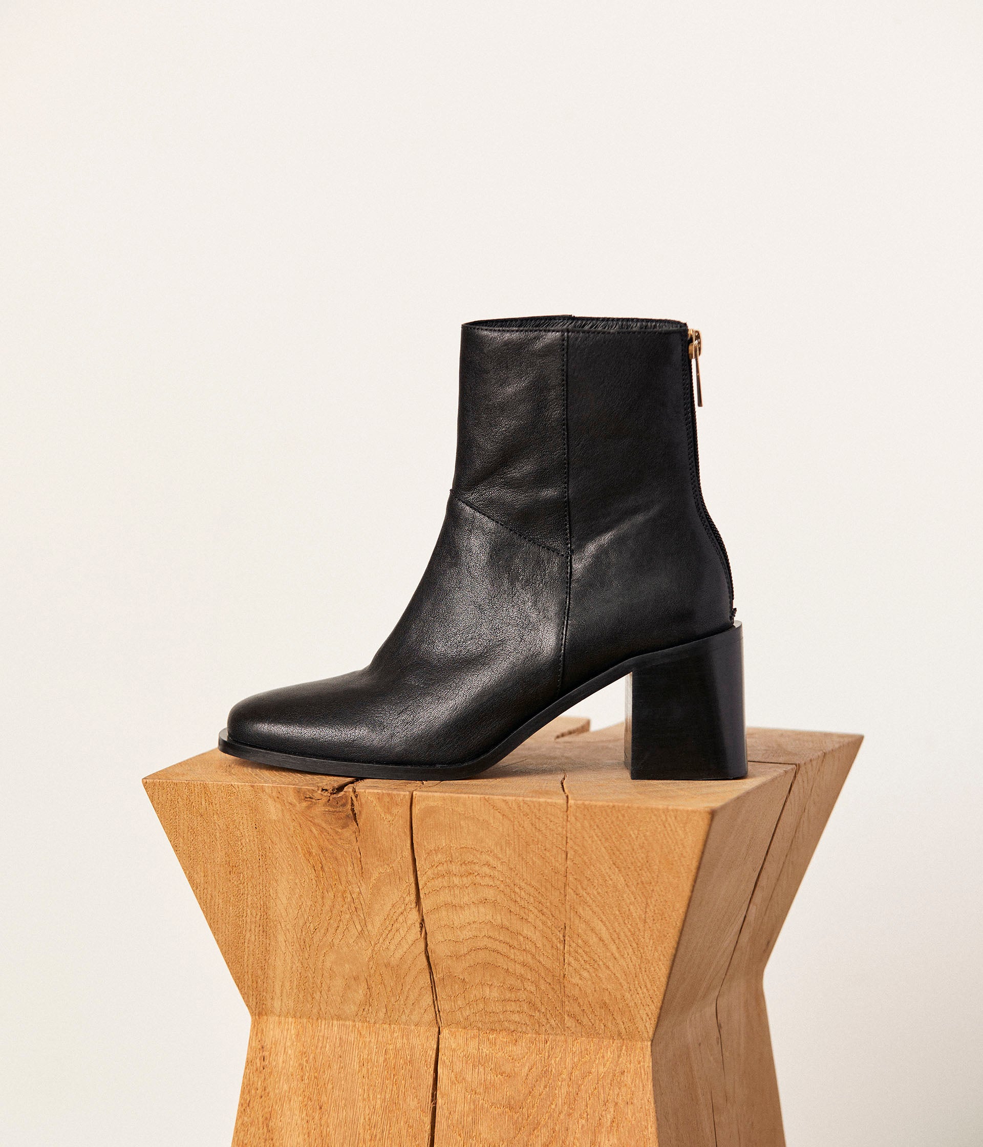 Boots cuir noir Anyse