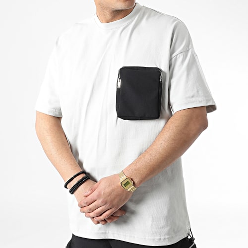 Ensemble Tee Shirt Et Jogger Pant LL601 Gris Clair Noir
