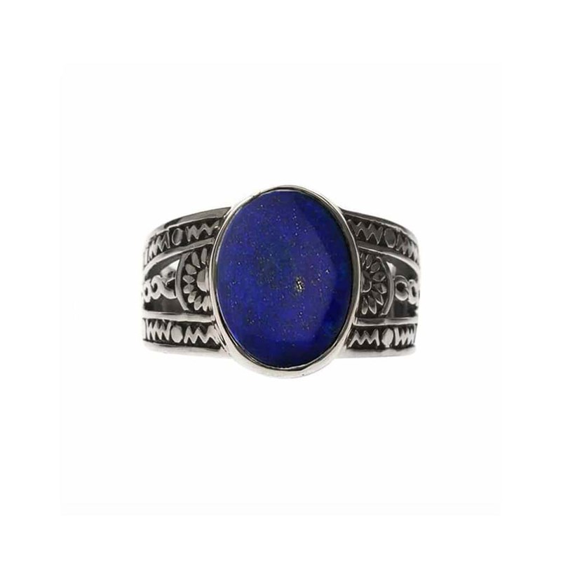Bague Homme Ethnique Lapis Argent