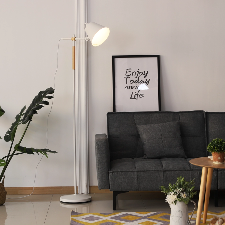 HOMCOM Stehlampe im industriellen Stil schwarz