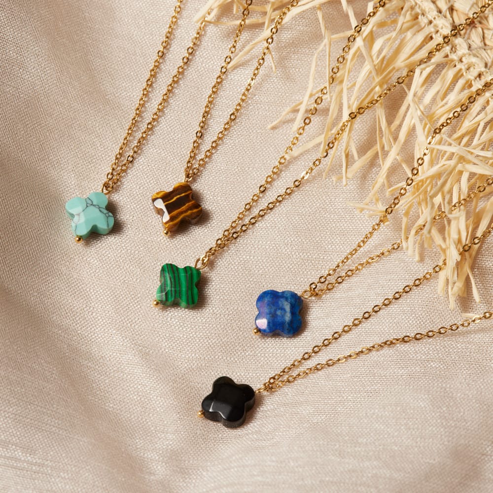 Stalen goldplated ketting met tijgeroog