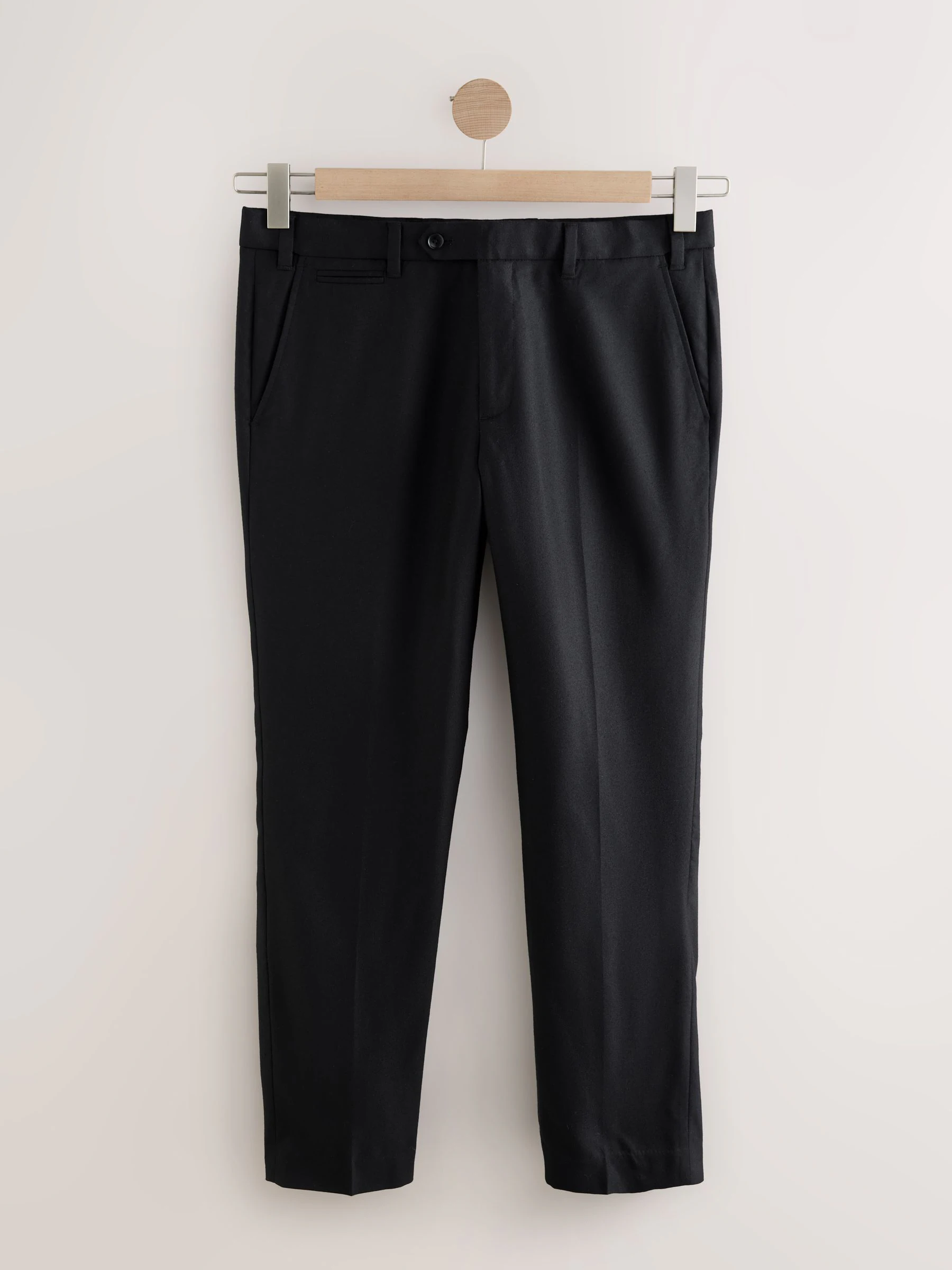 Zwart - Normale Pasvorm - Signature - 100% Wollen broek met Motion Flex-tailleband