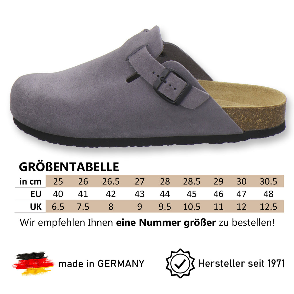 Clogs Herren Leder graphit Velour