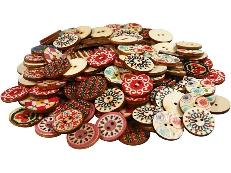Creativ Company Knöpfe-Mix 20 mm, Mehrfarbig, 180 Stück Knopfverschluss-Set