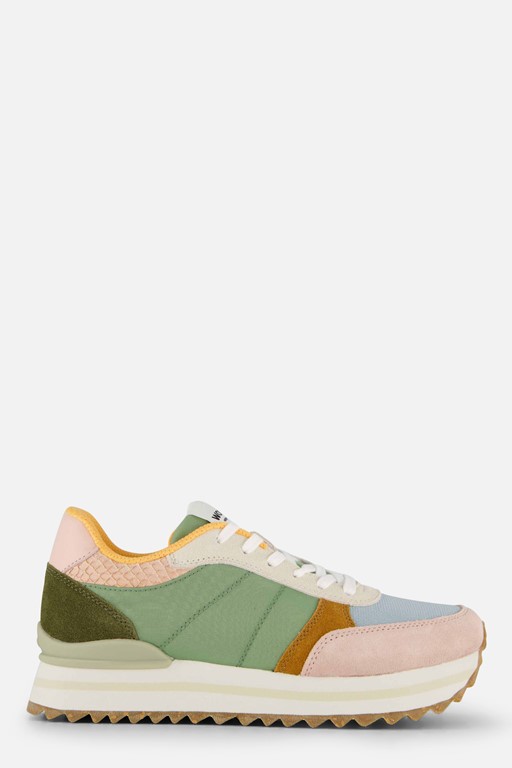 Woden Ronja Plateau Sneakers groen Leer