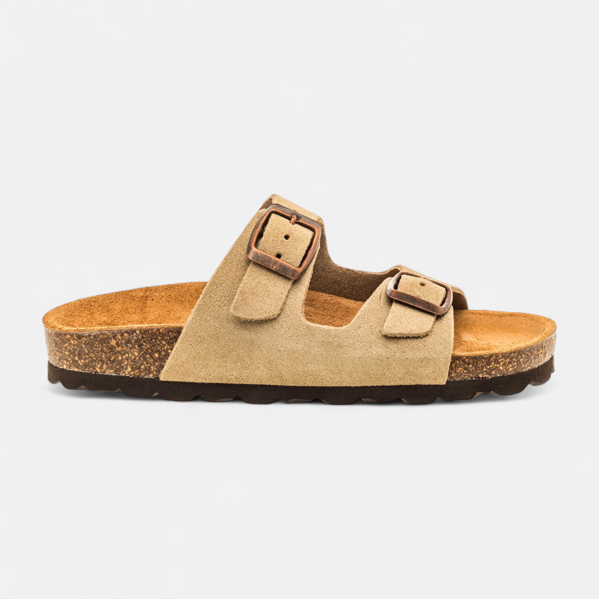 Mules semelle liège Garçon en cuir beige