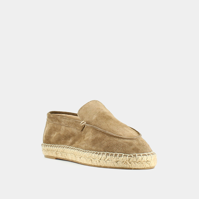 Espadrilles à bouts ronds  en croute taupe