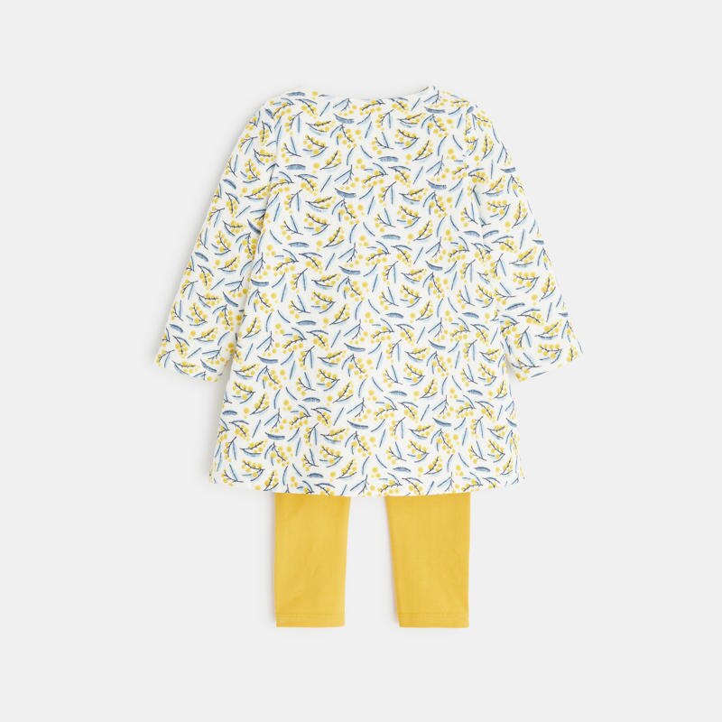 Robe effet pointelle mimosa et legging jaune bébé fille Jaune