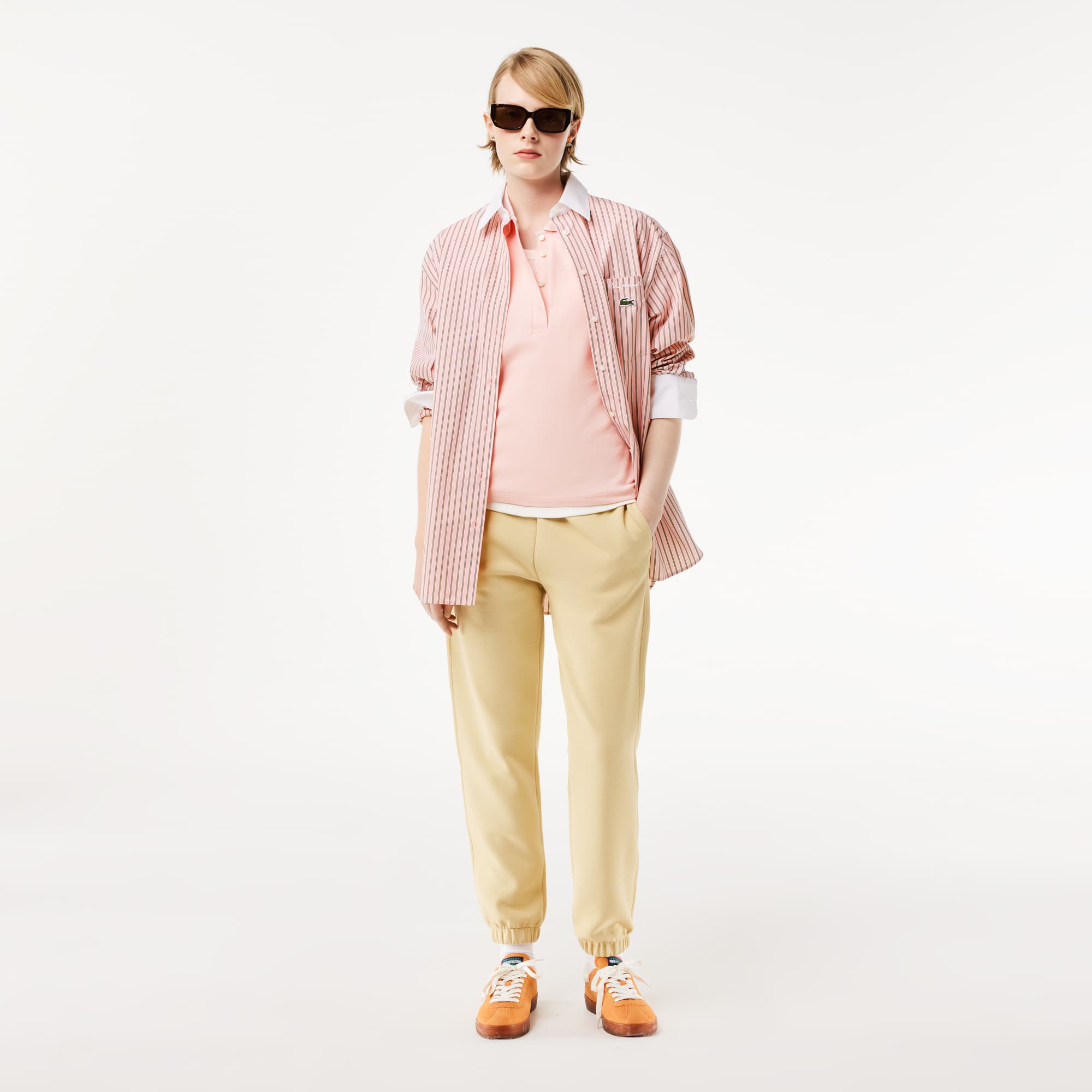 Polo L.12.D slim fit en mini piqué stretch Manches Courtes - Rose - Lacoste - Femme