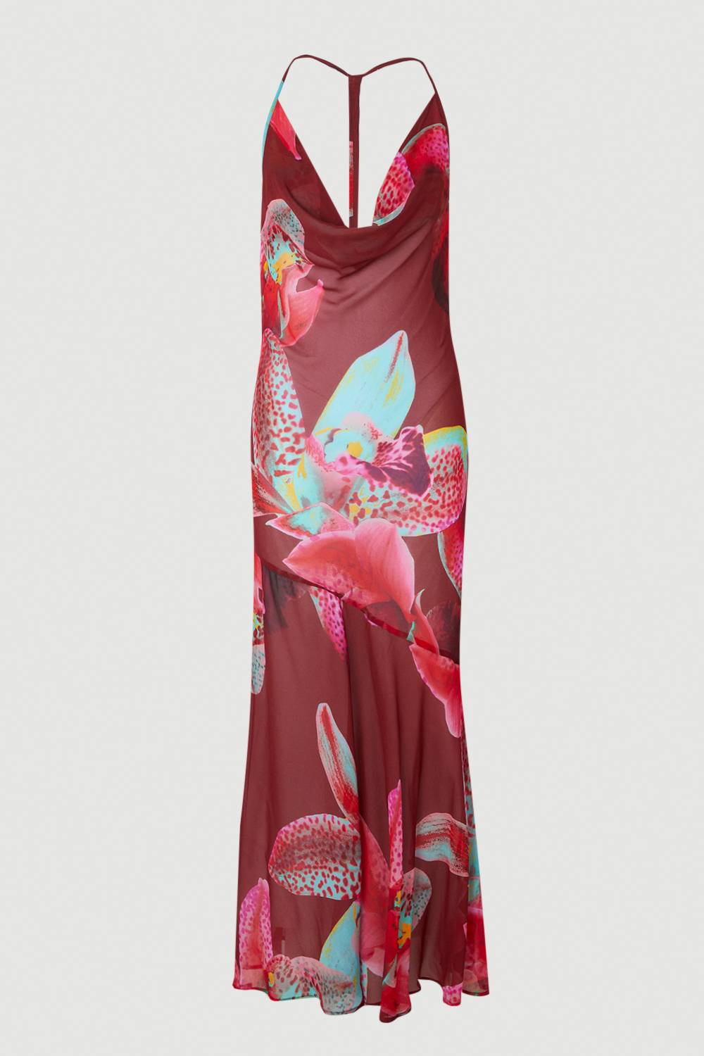 KarenMillen Robe de Plage Fluide en Viscose Georgette à Motif Floral Photographique