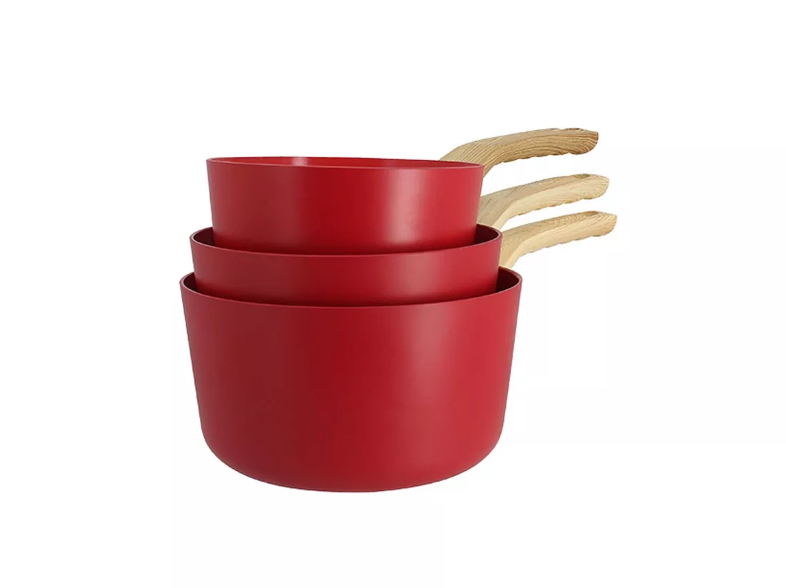 Menastyl - Set De 3 Casseroles Colorama Magenta - Casserole 16/18 Et 20 Cm - En Aluminium - Revetement Antiadhesif En Ceramique