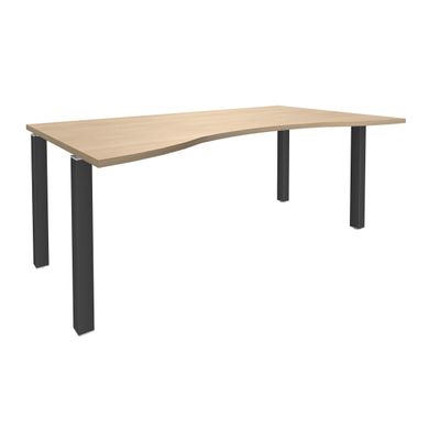 Bureau vague symétrique EXPRIM - L180 cm - Plateau imitation Chêne clair - Pieds carbone