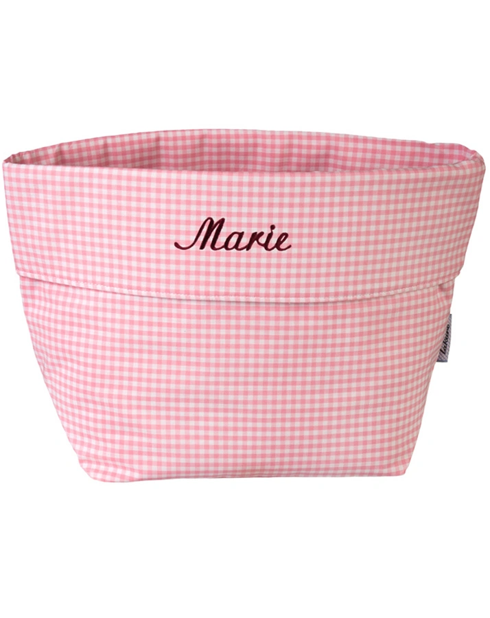 Personalisierter Stoffkorb UNI rosa (Farbe: wollweiss)