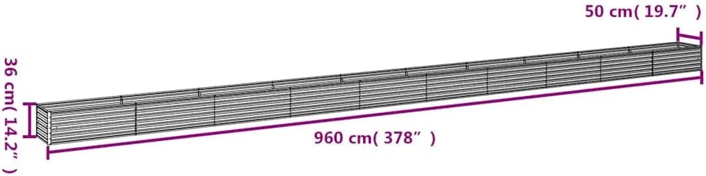 vidaXL Hochbeet, Wetterfest Pflanzkasten mit viel Platz, Pflanzkübel Blumenkasten für Balkon Garten, Blumenkübel Gemüsebeet, 960x50x36 cm Cortenstahl