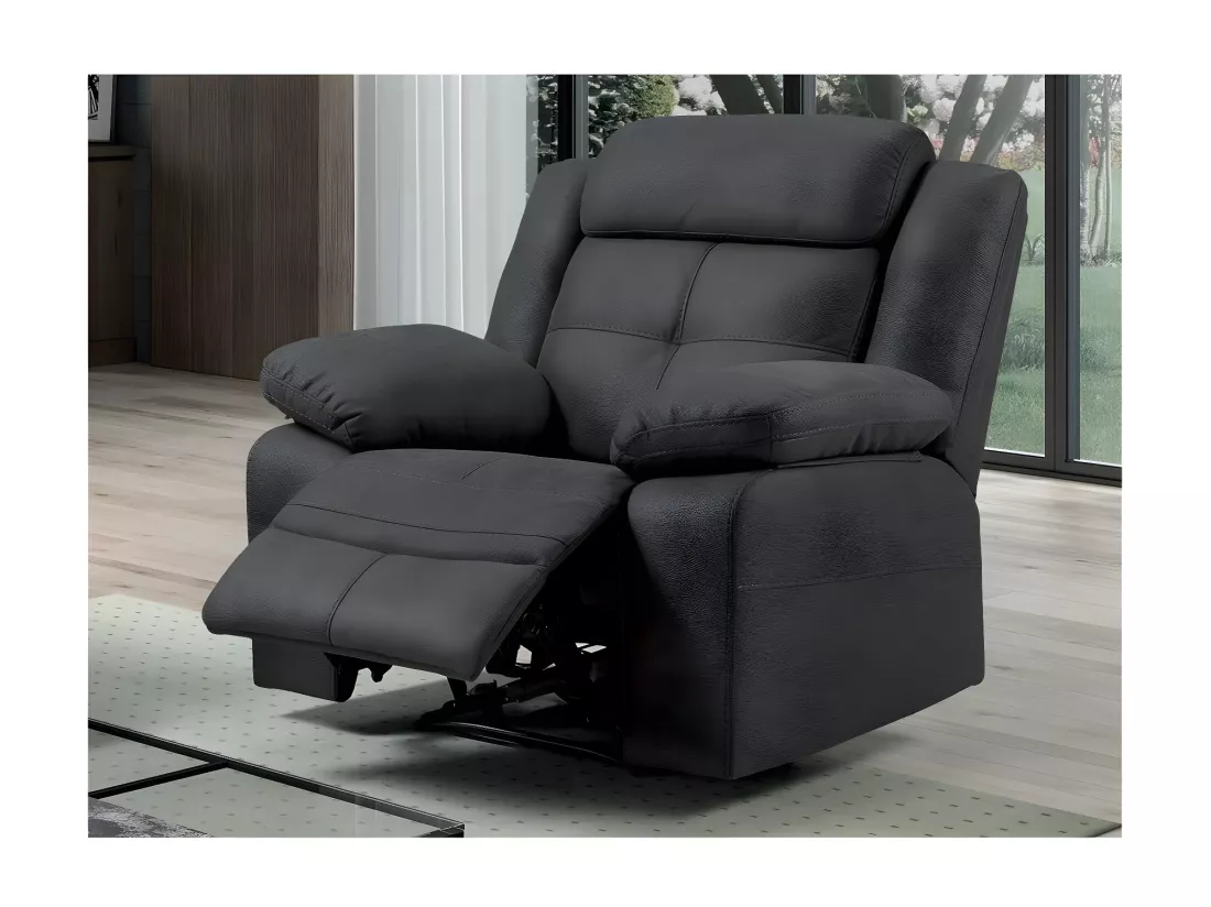 Fauteuil de relaxation manuel nubuck gris Pinya