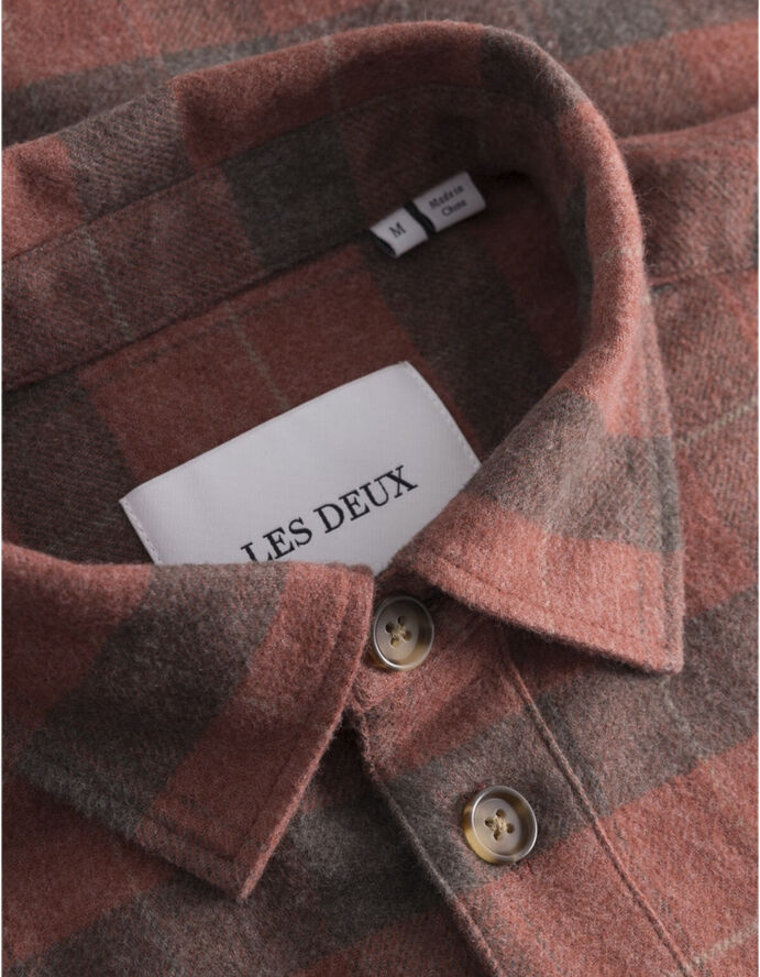 Les Deux Lennon Flannel CheckOvershirt Coffee brown/fired brick