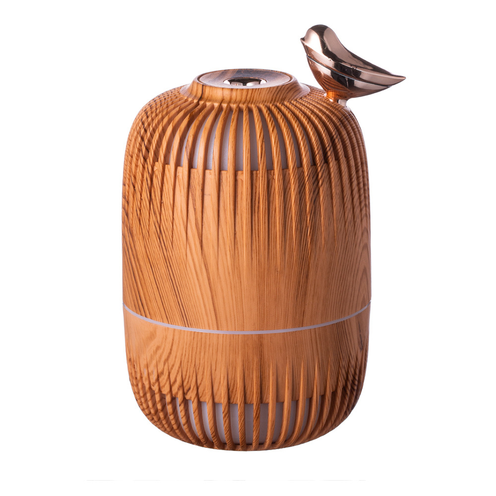 (280ml) Mini USB Luftbefeuchter Diffuser mit LED Beleuchtung - Hellbraun / Vogel