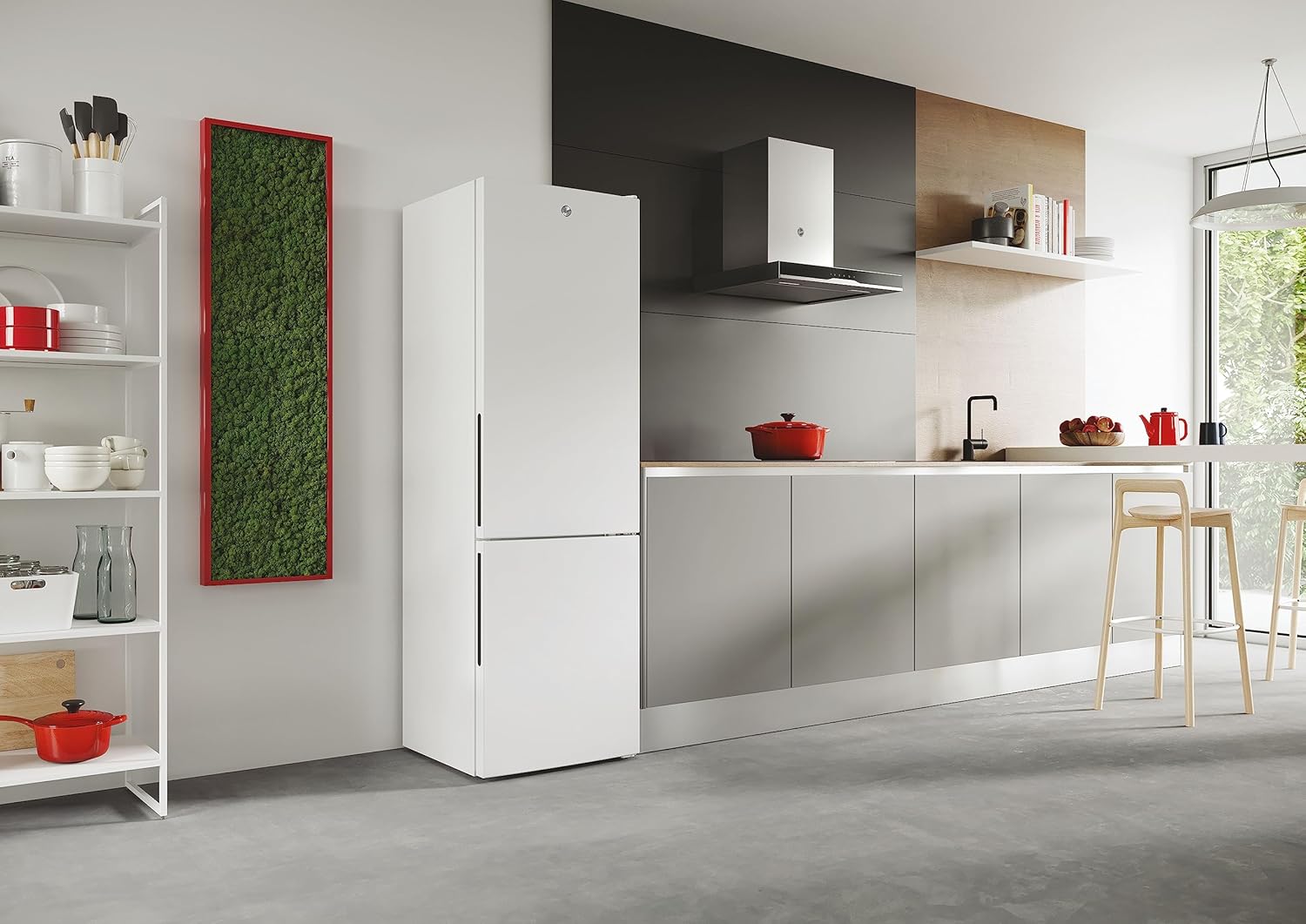 Hoover H-FRIDGE 300 HOCT3L517EW2 2D Kühl-Gefrierkombination, Freistehend, Low Frost Technologie, Elektronisches Display, Energieklasse E, Weiß