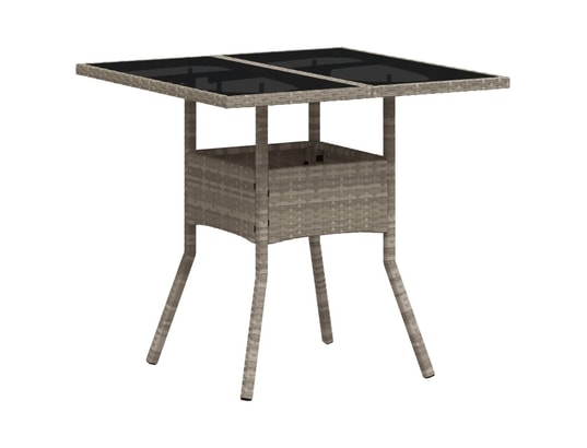 VIDAXL - Table de jardin avec dessus en verre gris clair résine tress...