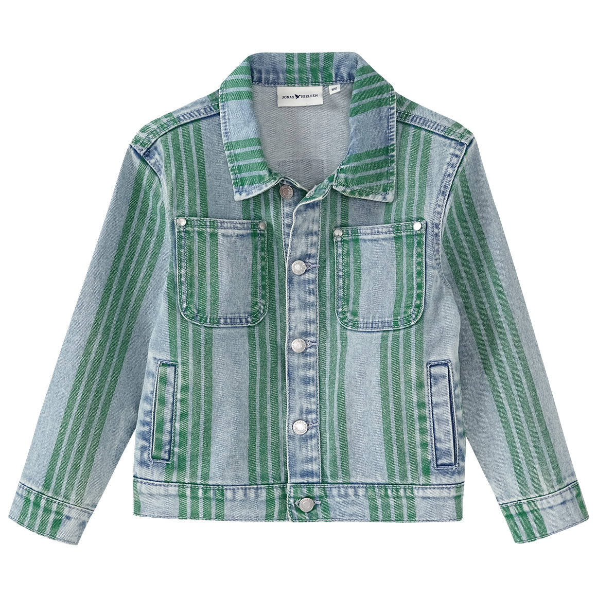 Jonas Nielsen Jungen Jeansjacke mit Streifen-Allover hellblau