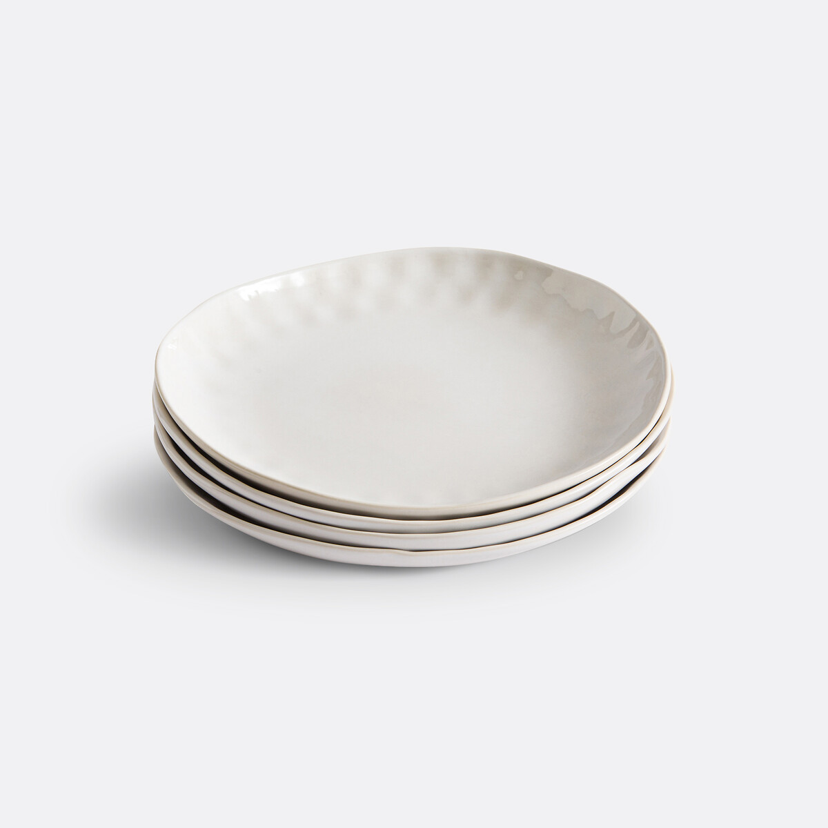LA REDOUTE INTERIEURS<br>Conjunto de 4 pratos de sobremesa em faiança, cor creme