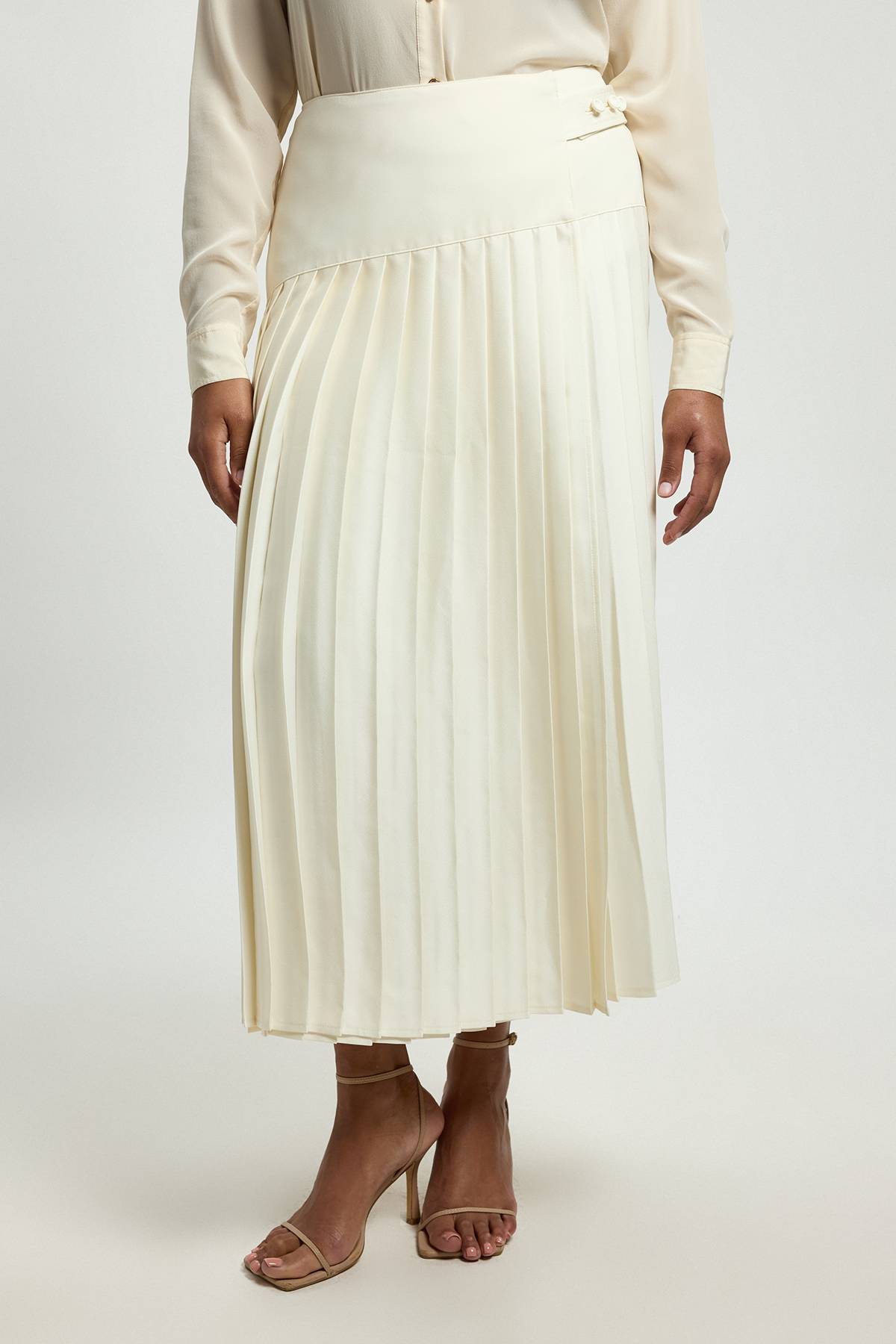 KarenMillen Jupe Plissée Grande Taille En Satin Coupe Smoking