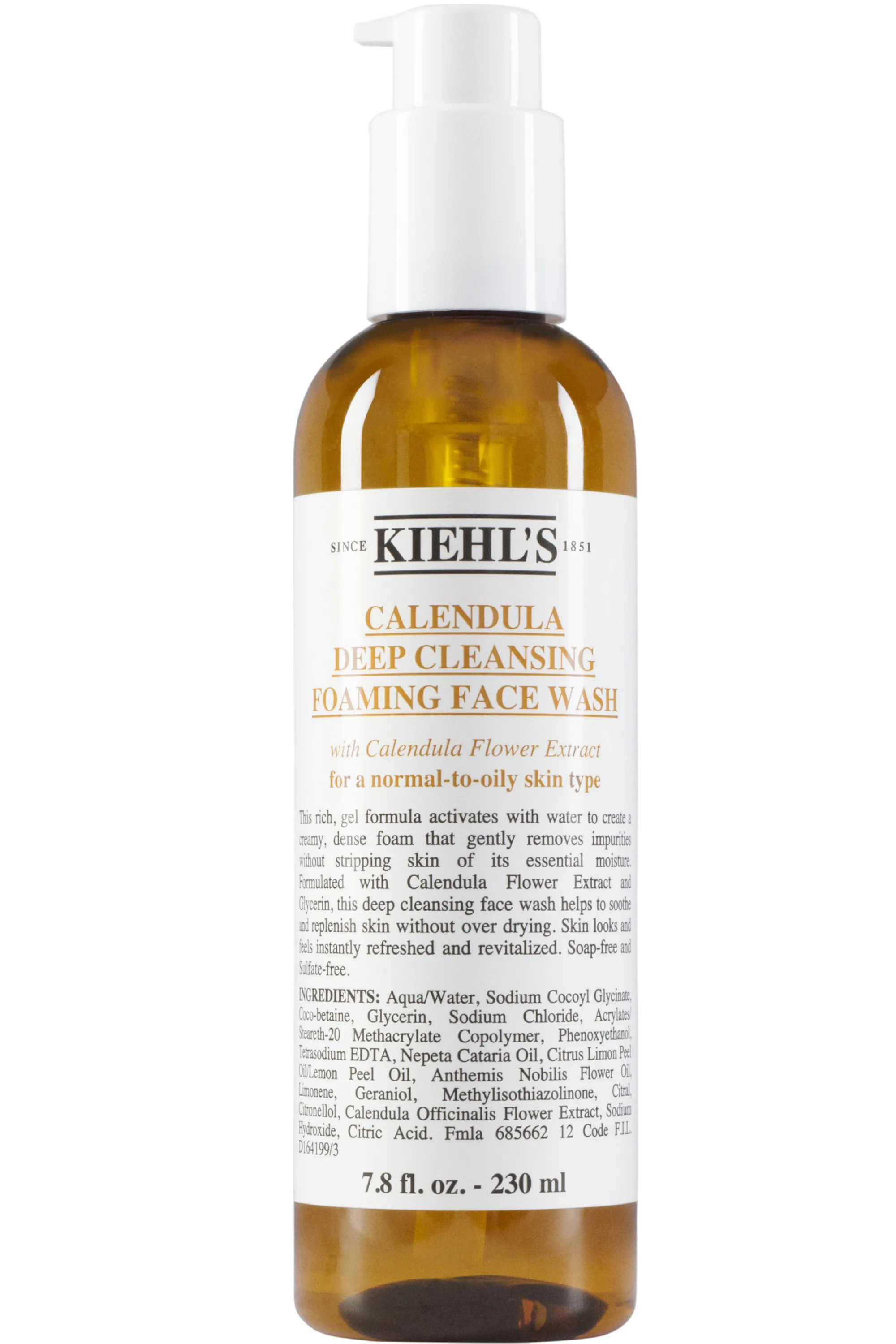 Kiehl's Gel nettoyant visage doux pour peaux normales à grasses Calendula
