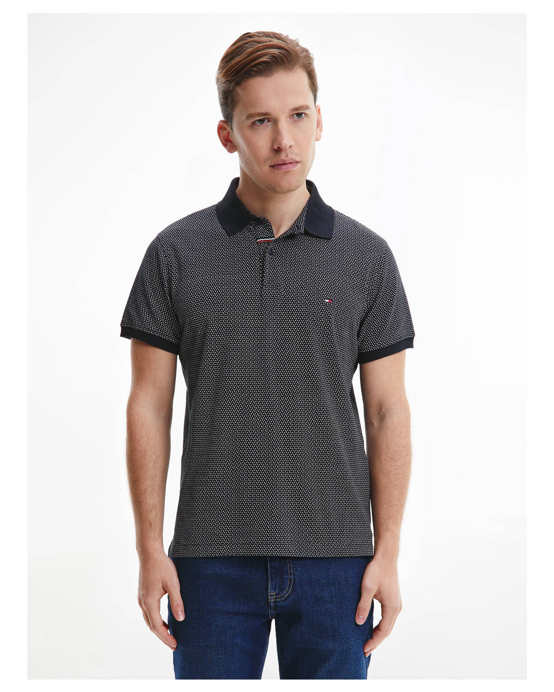 Tommy Hilfiger| Herren Poloshirt MICRO PRINT SLIM POLO Kurzarm