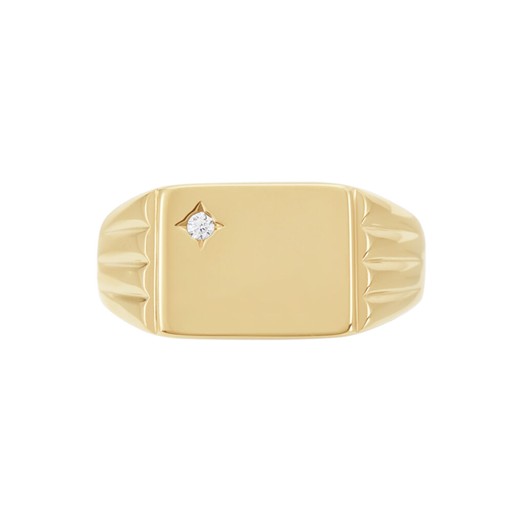 Chevalière Plaqué Or Jaune Guillermo Oxyde De Zirconium