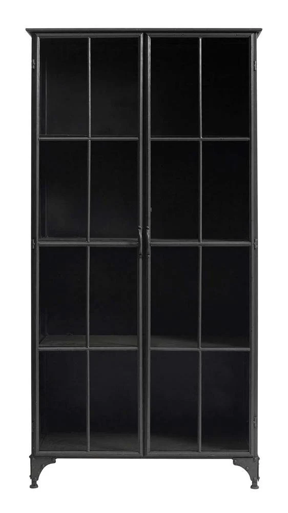 Nordal  Downtown vitrineskab i jern, sort - 184x97 cm.