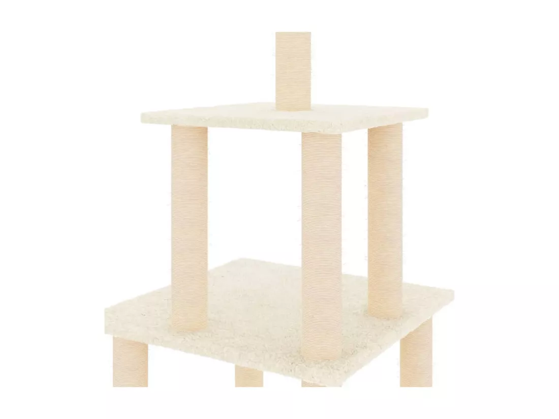 Arbre à chat avec griffoirs en sisal crème 111 cm