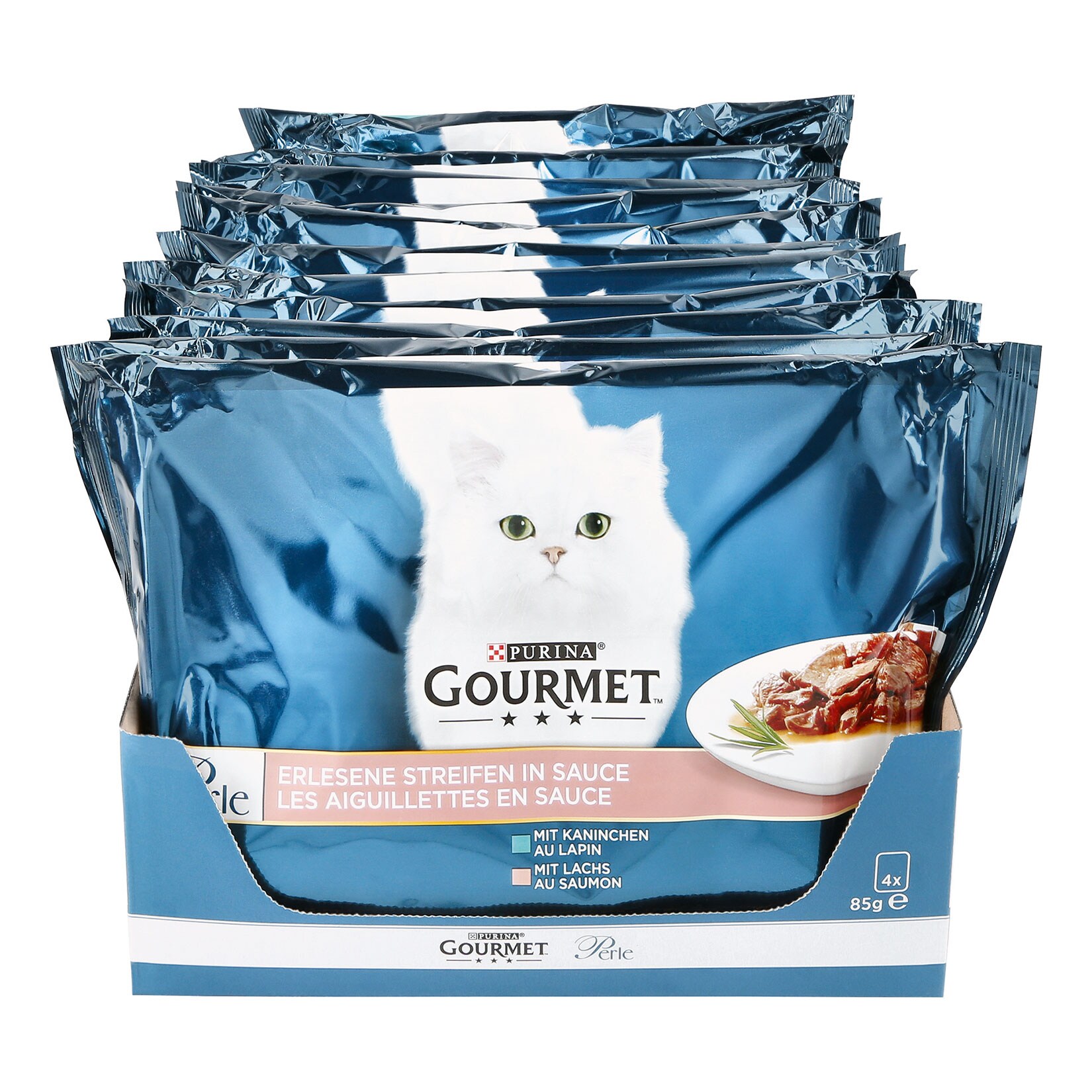 PURINA Gourmet Perle Erlesene Streifen Katzennahrung 340 g, verschiedene Sorten, 12er Pack