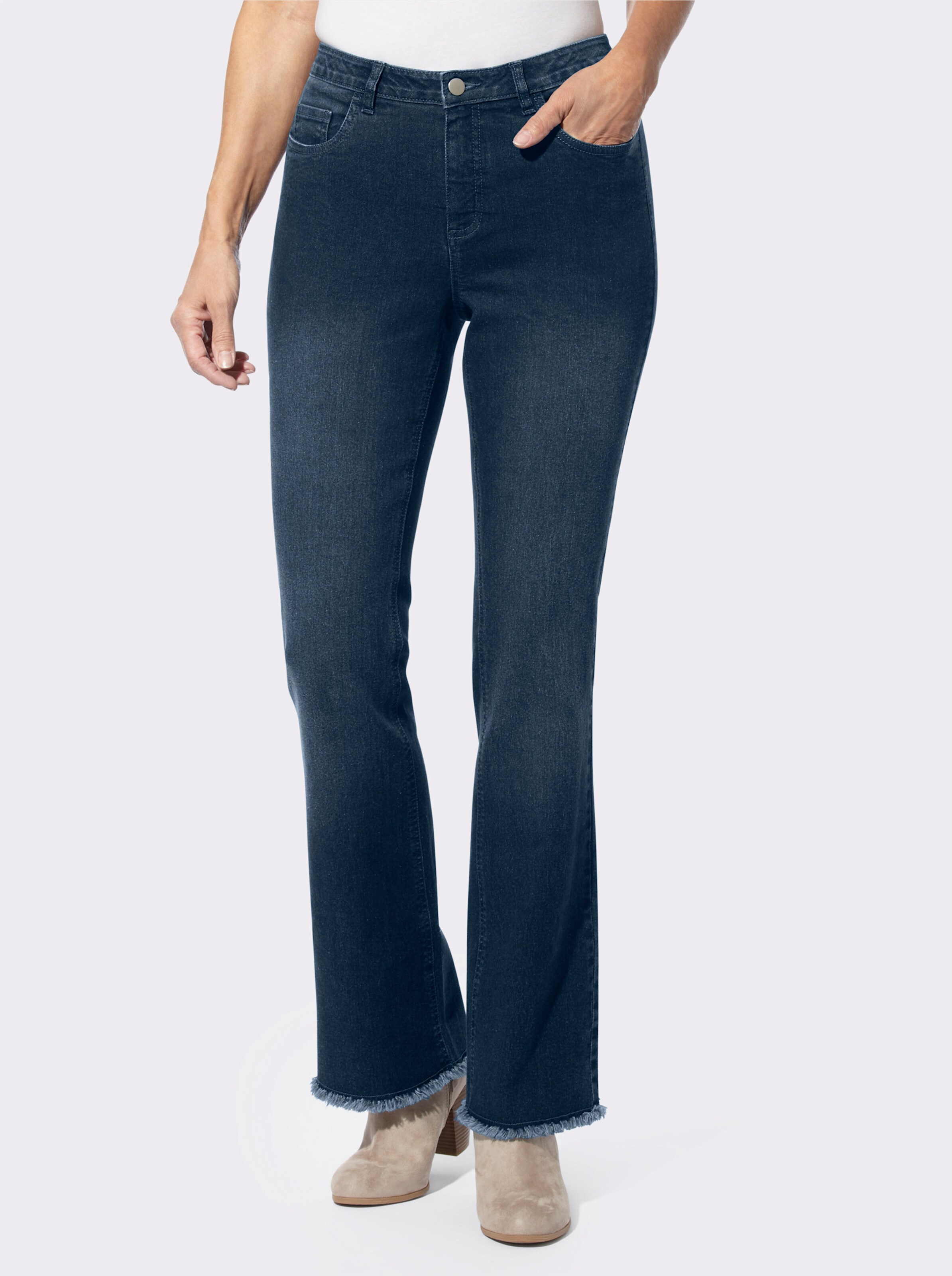 Bootcut-Jeans mit Fransen