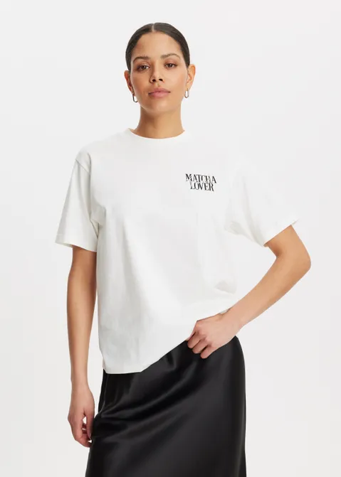 T-shirt met print iced matcha off-white (WIT.O)