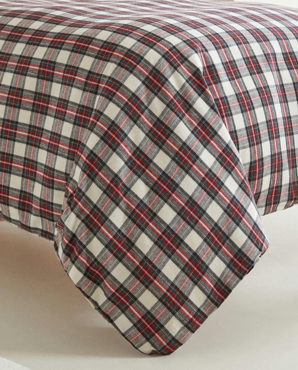 CAPA DE EDREDOM DE FLANELA XADREZ NATALINO
