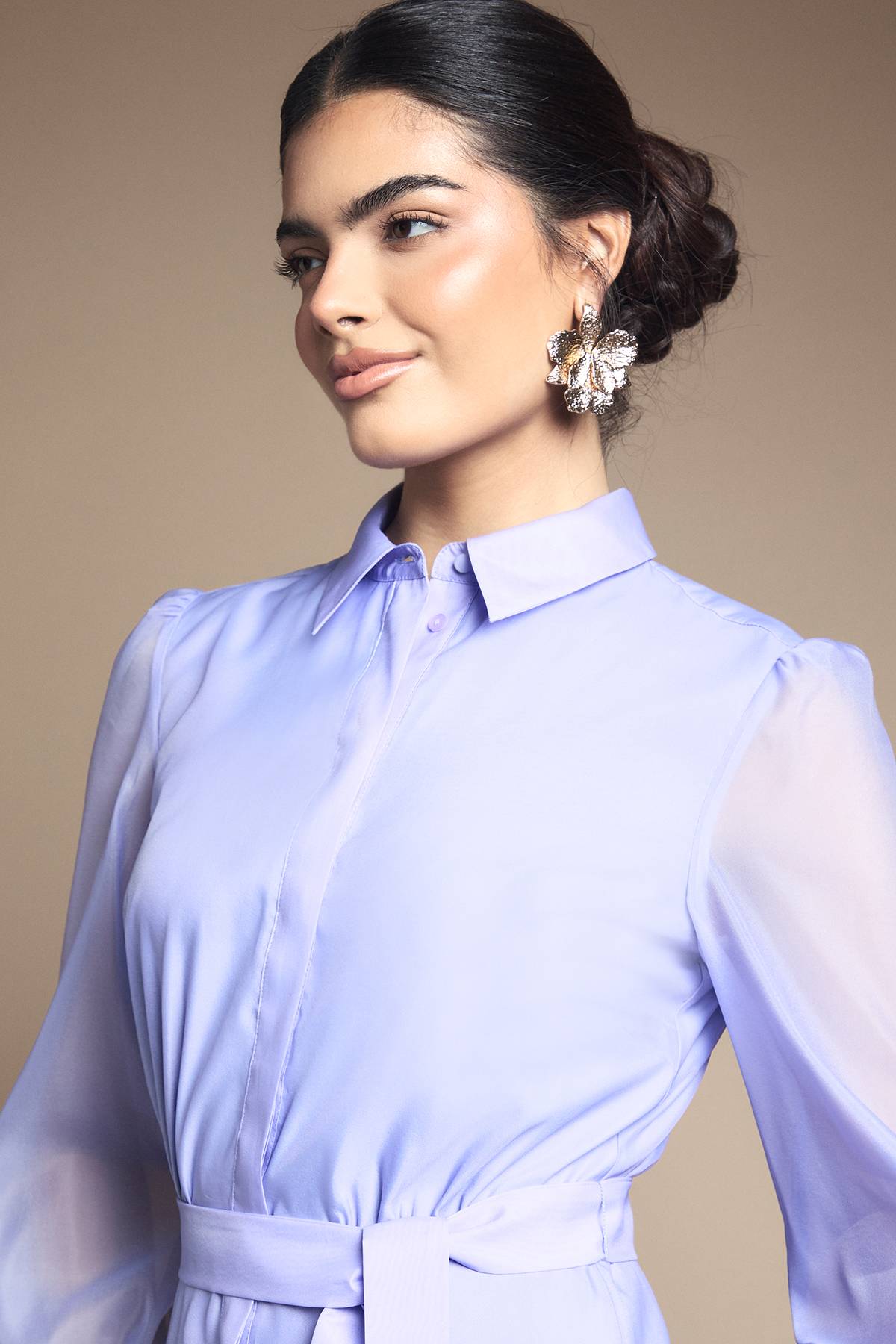 Wallis Robe Chemise À Ceinture En Organza Fleuri