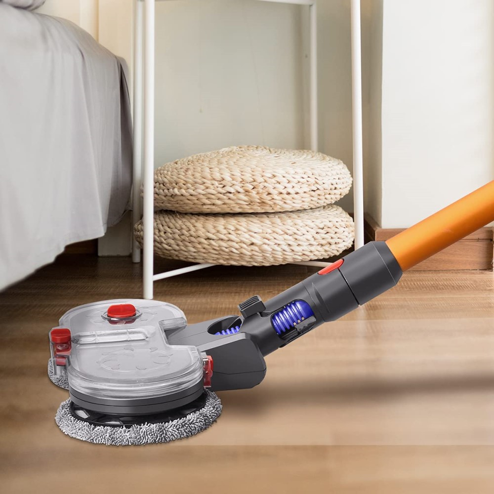 Elektrischer Wischkopf Bodenmopp Aufsatz mit Wassertank inkl. 12 Stoff Pads für Dyson Staubsauger V7 / V8 / V10 / V11 / V15 - Grau