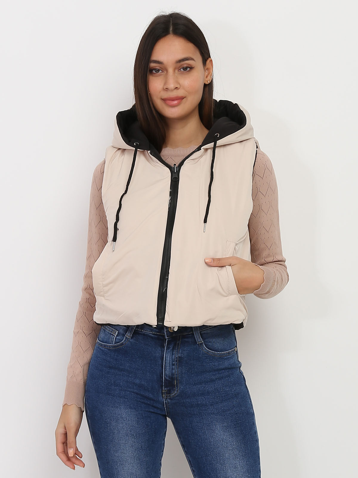 Doudoune sans manches réversible- Beige